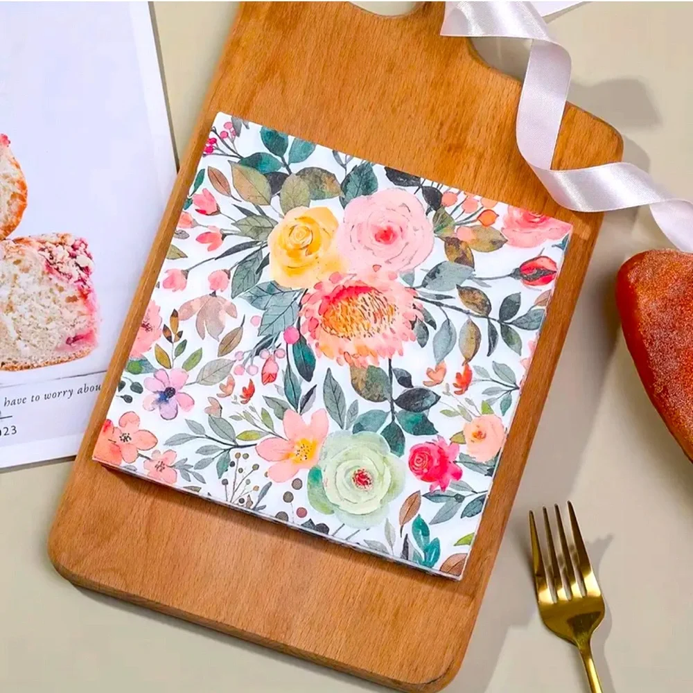 Pack of 40 Watercolor Rose Floral Luncheon Napkins (8008)